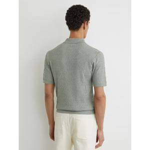 REISS Era Textured-Knit Half-Button Polo Shirt